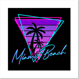 Retro Miami Beach Vintage 80s Beach Gift Posters and Art